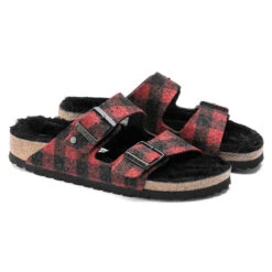 Birkenstock Arizona Shearling - Plaid Red (Narrow Width) -Shoe Promotion Store 1018112 pair 54012.1635955296