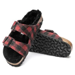 Birkenstock Arizona Shearling - Plaid Red (Narrow Width) -Shoe Promotion Store 1018112 sole 93394.1635955281