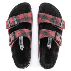 Birkenstock Arizona Shearling - Plaid Red (Narrow Width) -Shoe Promotion Store 1018112 top 35990.1635955286