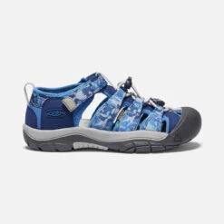 KEEN Big Kids' Newport H2 Sandals - Camo / Bright Cobalt