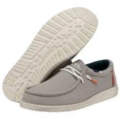 Hey Dude Men's Wally Washed - Smoke Grey -Shoe Promotion Store 111523301 WALLY WASHED SMOKE GREY LEFT 3 44781.1661976296