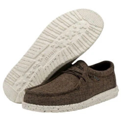 Hey Dude Men's Wally Eco Linen - Dark Brown -Shoe Promotion Store 112471628 WALLY ECO LINEN DARK BROWN LEFT 3 55823.1666902071