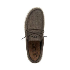 Hey Dude Men's Wally Eco Linen - Dark Brown -Shoe Promotion Store 112471628 WALLY ECO LINEN DARK BROWN LEFT 6 69116.1666902050