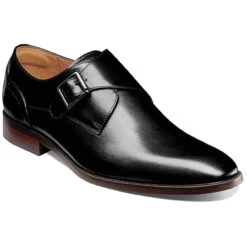 Florsheim Men's Sorrento Plain Toe Single Monk Strap - Black