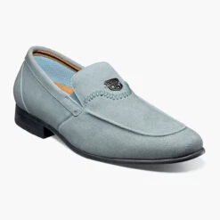 Stacy Adams Men's Quincy Moc Toe Bit Slip-On - Light Blue Suede