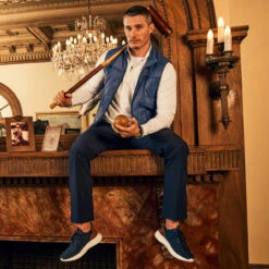 Johnston Murphy Men's Amherst 2.0 Knit Plain Toe - Navy Heathered Knit -Shoe Promotion Store 250749 master 4 05042.1717601872