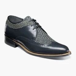 Stacy Adam's Men's Dayton Python Print Wingtip Oxford - Navy