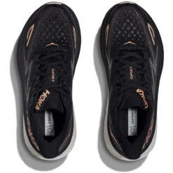 HOKA ONE ONE Women's Clifton 9 - Black / Rose Gold (Wide Width) -Shoe Promotion Store 2 34787.1690903128