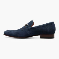 Stacy Adams Men's Wydell Moc Toe Bit Slip-On - Navy Suede -Shoe Promotion Store 45 17261.1678382623