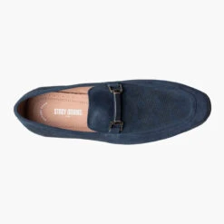Stacy Adams Men's Wydell Moc Toe Bit Slip-On - Navy Suede -Shoe Promotion Store 4 48318.1678382598
