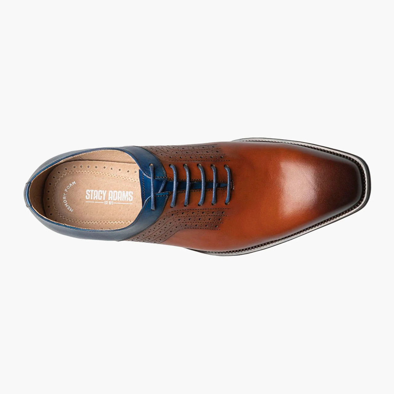 Stacy Adams Men's Halloway Plain Toe Oxford - Cognac Multi 6 Stacy Adams Men's Halloway Plain Toe Oxford - Cognac Multi - Image 6