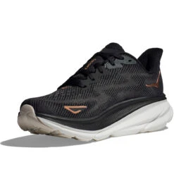 HOKA ONE ONE Women's Clifton 9 - Black / Rose Gold (Wide Width) -Shoe Promotion Store 54 97461.1690903130