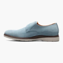 Stacy Adams Men's Taylen Plain Toe Monk Strap - Light Blue Suede -Shoe Promotion Store 5 12751.1678387808