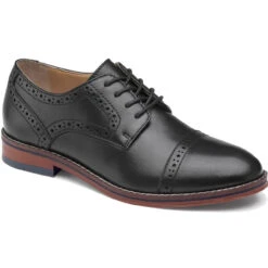 Johnston & Murphy Big Kid Conard Cap Toe - Black Full Grain