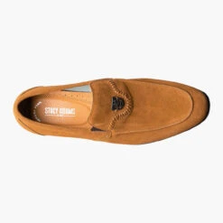 Stacy Adams Men's Quincy Moc Toe Bit Slip-On - Tan Suede -Shoe Promotion Store 5 35664.1678470295