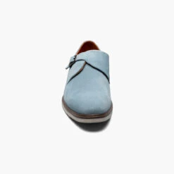 Stacy Adams Men's Taylen Plain Toe Monk Strap - Light Blue Suede -Shoe Promotion Store 6 14199.1678387796