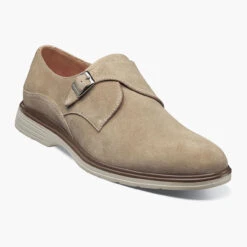 Stacy Adams Men's Taylen Plain Toe Monk Strap - Sandstone Suede