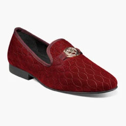 Stacy Adams Men's Valet Leather Sole Velour Bit Loafer - Burgundy