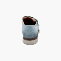 Stacy Adams Men's Taylen Plain Toe Monk Strap - Light Blue Suede -Shoe Promotion Store 8 06644.1678387792
