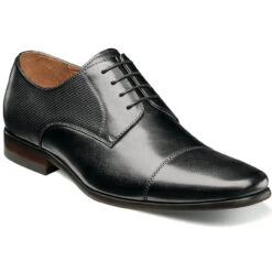 Florsheim Men's Postino Cap Toe Oxford - Black Smooth With Perf
