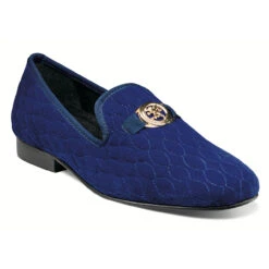Stacy Adams Men's Valet Leather Sole Velour Bit Loafer - Dark Blue