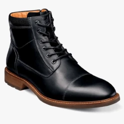 Florsheim Men's Lodge Cap Toe Lace Up Boot - Black CH
