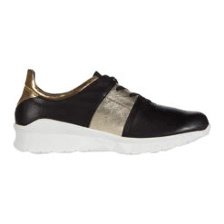 NAOT Women's Buzz - Soft Black Leather / Radiant Gold Leather / Soft Black Leather / Gold Leather