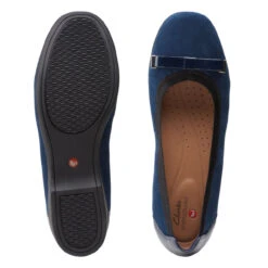 Clarks Women's Un.Darcey Bow - Navy Suede -Shoe Promotion Store c2 20394.1612540796
