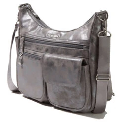 Baggallini Modern Everywhere Hobo - Silver Metallic Vegan Suede -Shoe Promotion Store s3 77294.1691783154