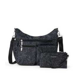Baggallini Modern Everywhere Hobo - Midnight Blossom Print